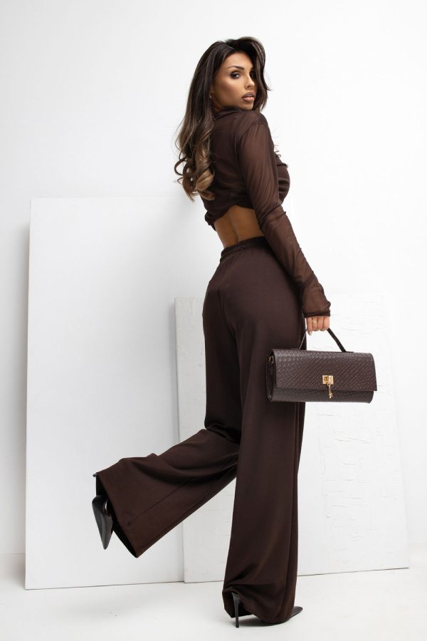 Brown Tracksuit Trousers in Pants, Trousers, Shorts with Spandex and Viscose