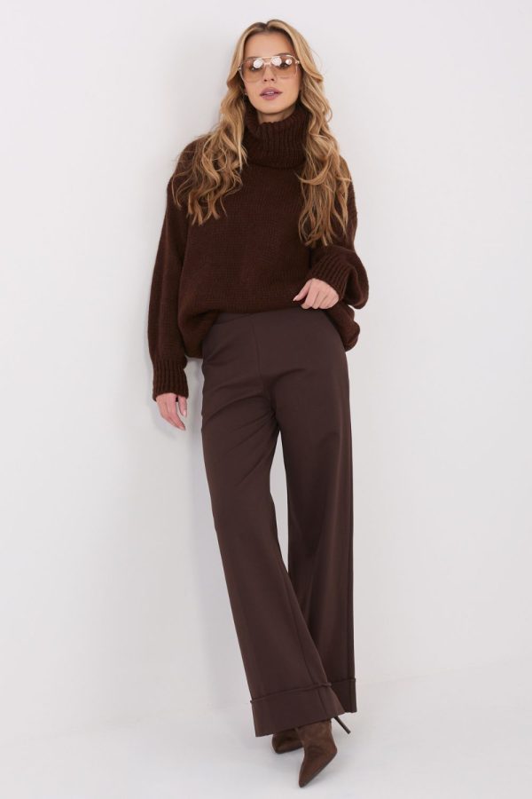 Brown Women's Pants in Pants, Trousers, Shorts with Spandex, Nylon and Viscose