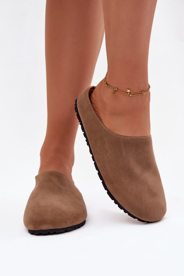 Beige Slippers in Slippers For Women with Fabric, Footbed and Sole Height