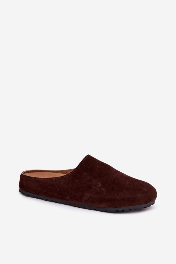 Brown Slippers in Slippers For Women with Fabric, Footbed and Sole Height