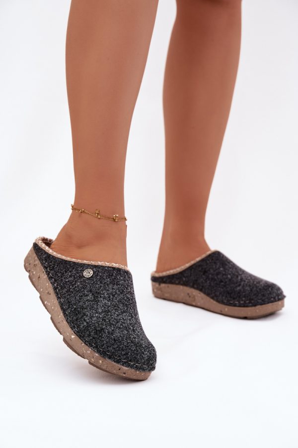 Grey Slippers in Slippers For Women with Fabric, Footbed and Sole Height