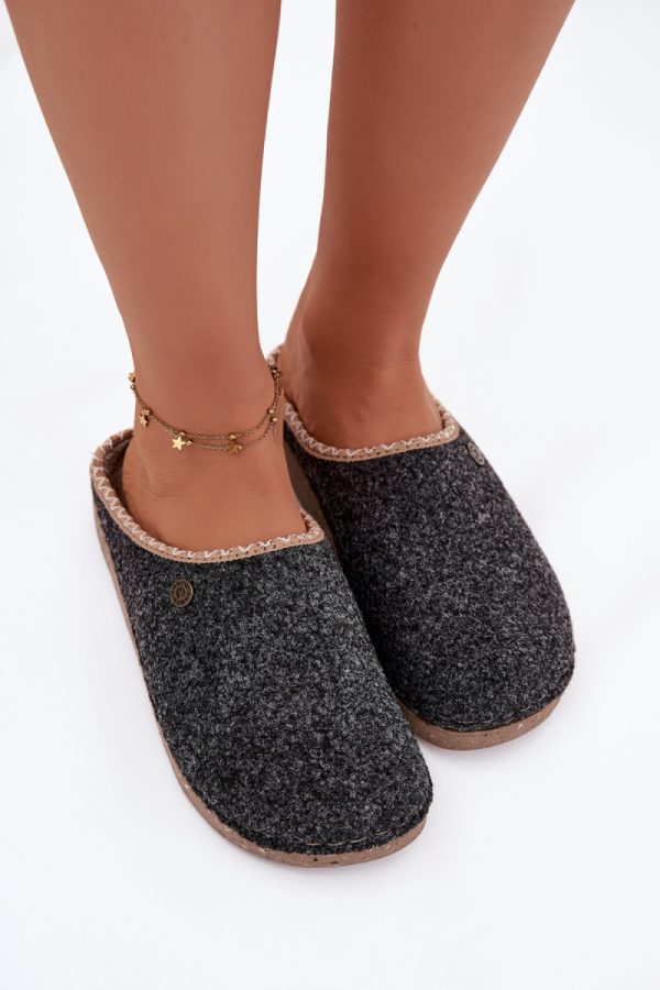 Grey Slippers in Slippers For Women with Fabric, Footbed and Sole Height