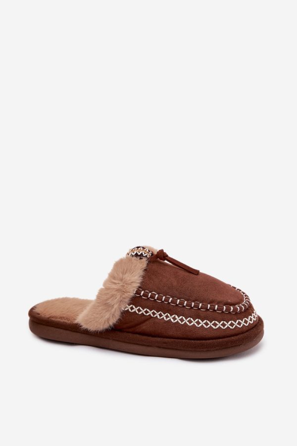 Brown Slippers in Slippers For Women with Fabric, Footbed and Sole Height
