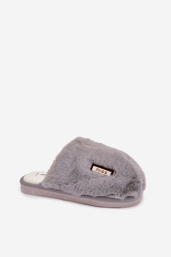 Grey Slippers in Slippers For Women with Fabric, Warmers, Footbed and Sole Height