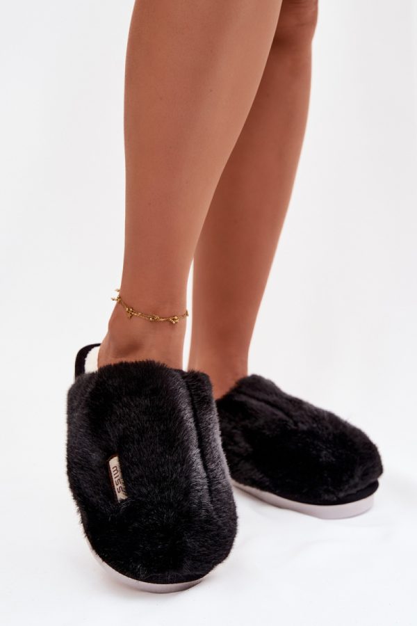 Black Slippers in Slippers For Women with Fabric, Warmers, Footbed and Sole Height