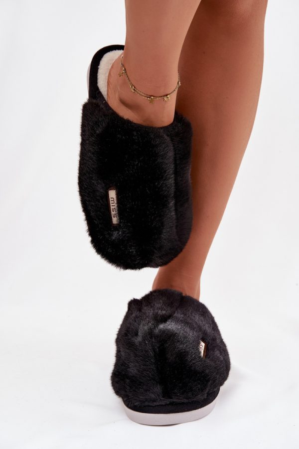 Black Slippers in Slippers For Women with Fabric, Warmers, Footbed and Sole Height