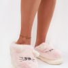 Pink Slippers in Slippers For Women with Fabric, Warmers, Footbed and Sole Height