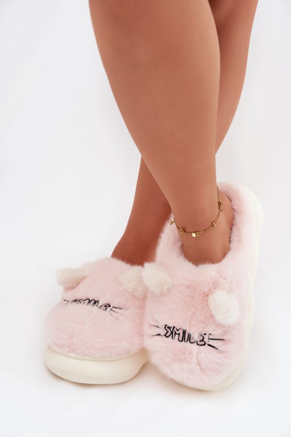 Pink Slippers in Slippers For Women with Fabric, Warmers, Footbed and Sole Height
