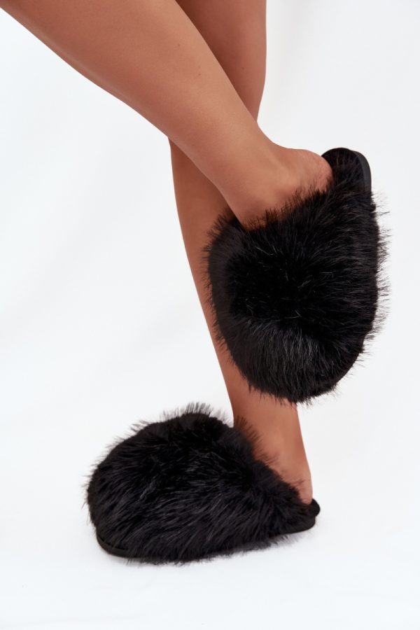 Black Slippers in Slippers For Women with Fabric, Warmers, Footbed and Sole Height