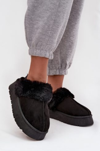 Black Slippers in Slippers For Women with Fabric, Warmers, Footbed and Platform Height