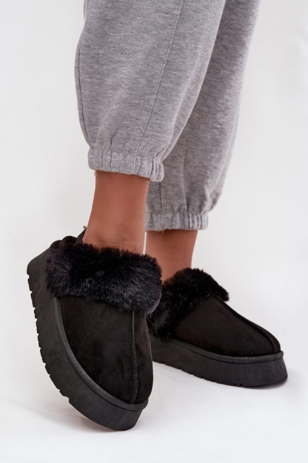 Black Slippers in Slippers For Women with Fabric, Warmers, Footbed and Platform Height