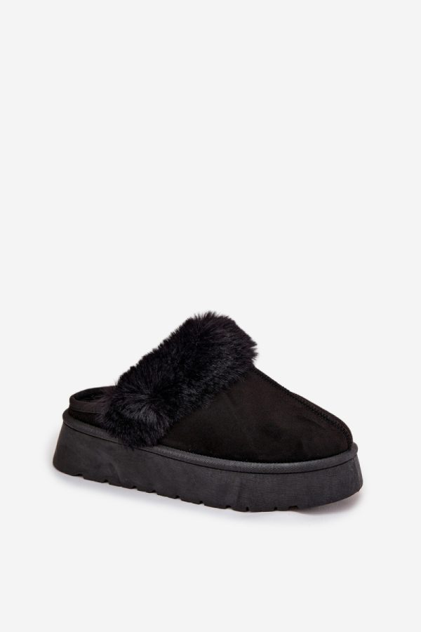 Black Slippers in Slippers For Women with Fabric, Warmers, Footbed and Platform Height