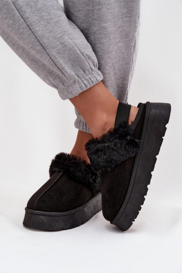 Black Slippers in Slippers For Women with Fabric, Warmers, Footbed and Platform Height