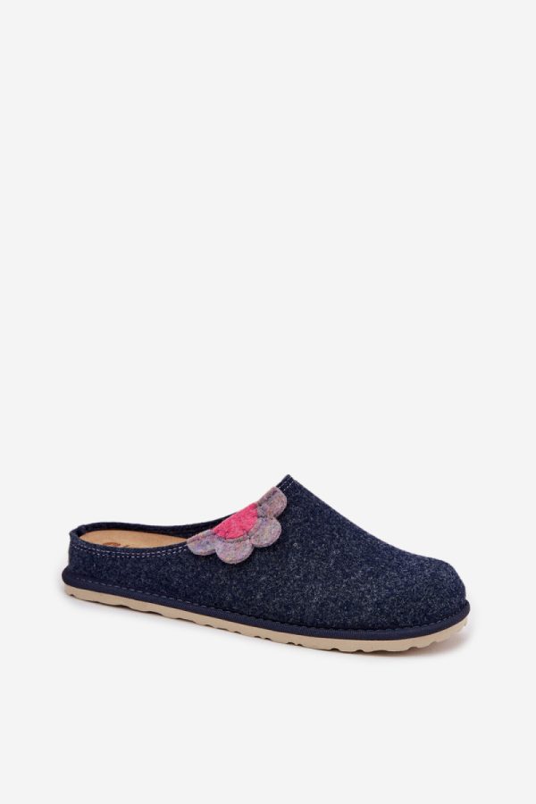 Navy Blue Slippers in Slippers For Women with Fabric, Warmers, Footbed and Sole Height