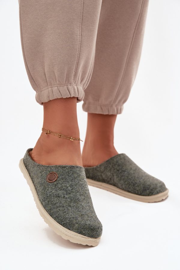 Green Slippers in Slippers For Women with Fabric, Footbed and Sole Height