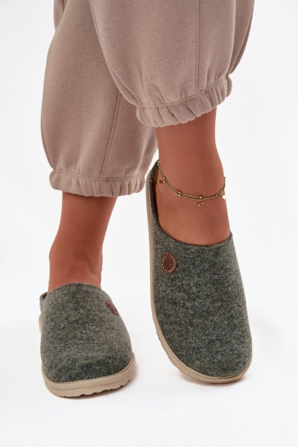 Green Slippers in Slippers For Women with Fabric, Footbed and Sole Height