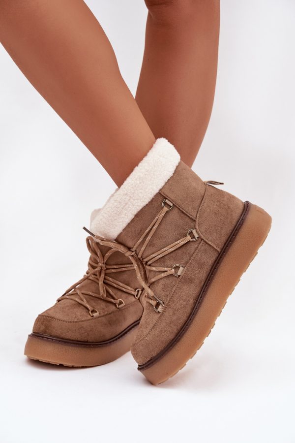 Brown Snow Boots in Women`s Ankle Boots & Booties with Fabric, Warmers, Footbed, Upper Height and Platform Height