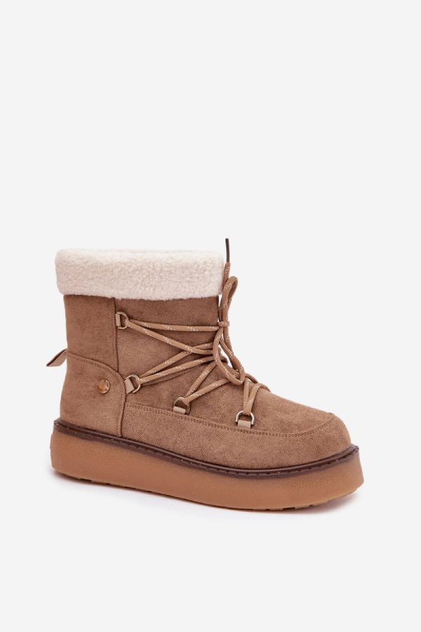 Brown Snow Boots in Women`s Ankle Boots & Booties with Fabric, Warmers, Footbed, Upper Height and Platform Height