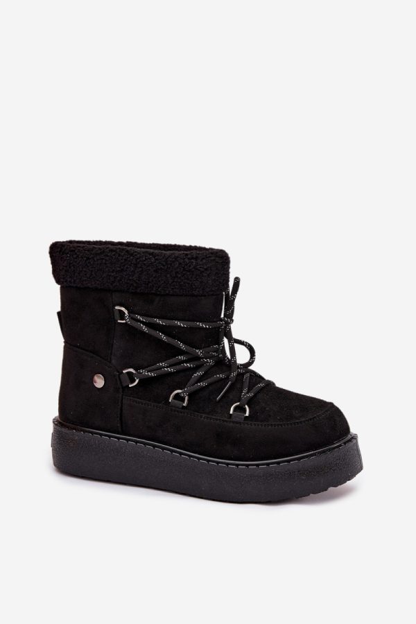 Black Snow Boots in Women`s Ankle Boots & Booties with Fabric, Warmers, Footbed, Upper Height and Platform Height