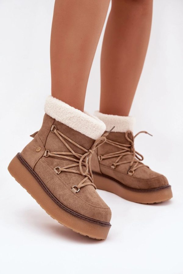 Brown Snow Boots in Women`s Ankle Boots & Booties with Fabric, Warmers, Footbed, Upper Height and Platform Height