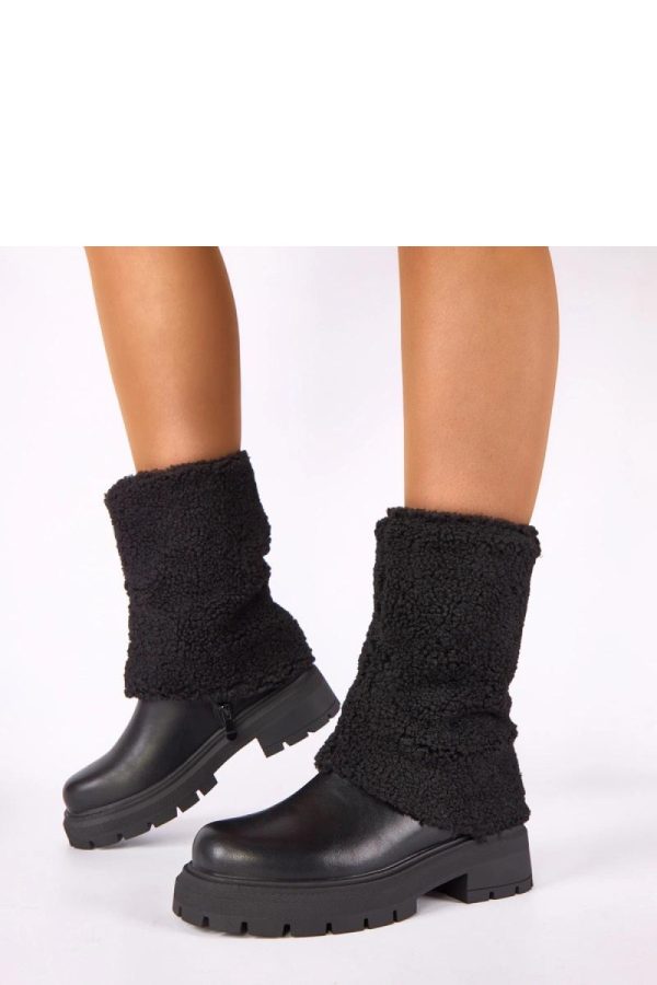 Black Boots in Women`s Ankle Boots & Booties with Fabric, Footbed, Upper Height and Heel Height