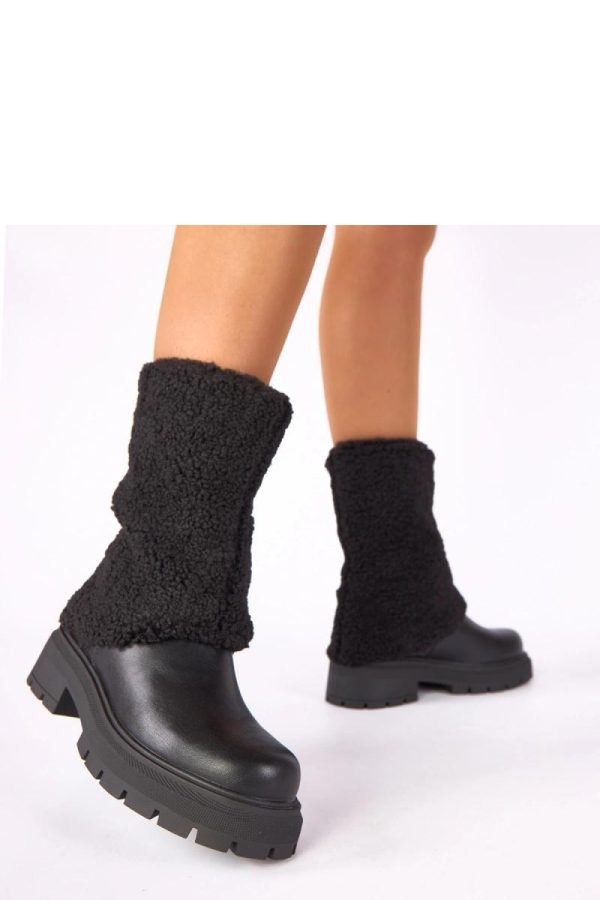 Black Boots in Women`s Ankle Boots & Booties with Fabric, Footbed, Upper Height and Heel Height