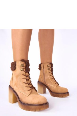 Beige Heel Boots..Fabric, Footbed, Upper Height and Heel Height