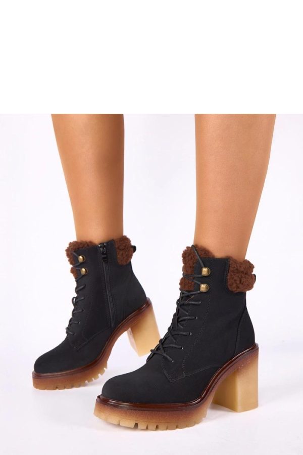 Black Heel Boots in Women`s Ankle Boots & Booties with Fabric, Footbed, Upper Height and Heel Height