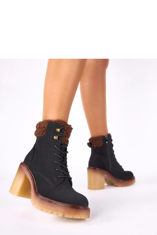 Black Heel Boots in Women`s Ankle Boots & Booties with Fabric, Footbed, Upper Height and Heel Height