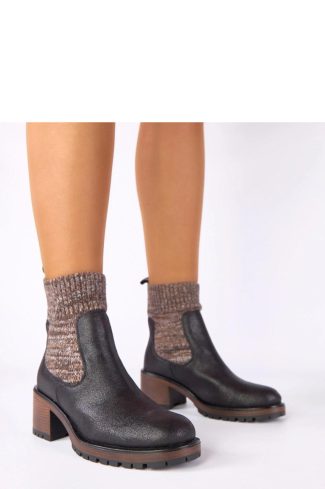 1106904 Black Heel Boots in Women`s Ankle Boots & Booties with Fabric, Footbed, Upper Height and Heel Height