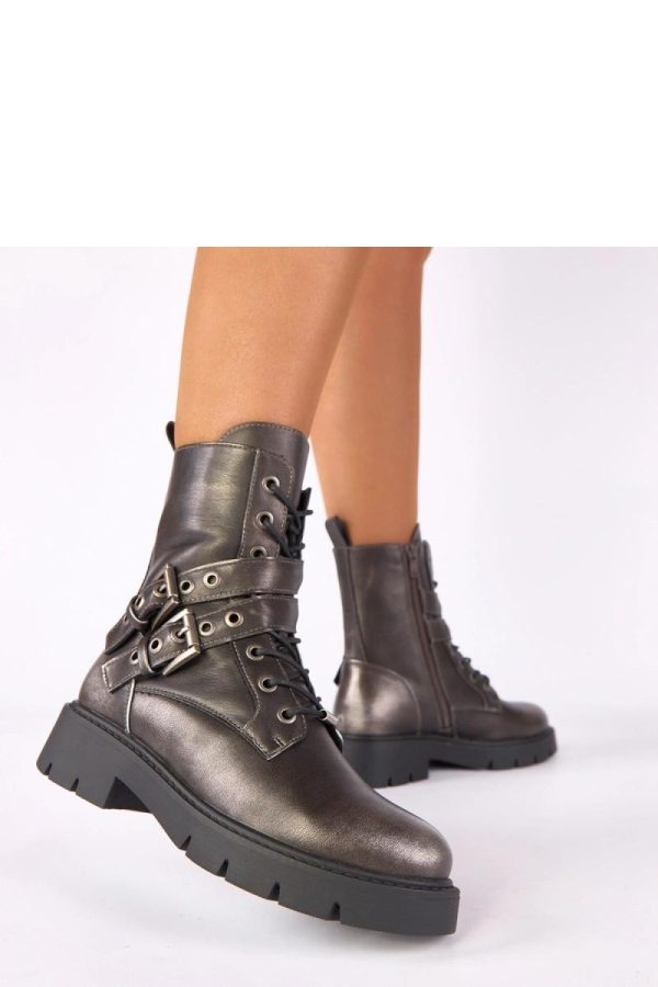 Grey Platform Boots..Fabric, Footbed, Upper Height and Heel Height