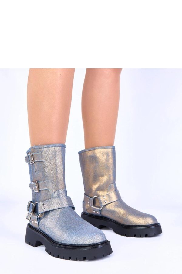 Blue Boots....Fabric, Footbed, Upper Height and Heel Height