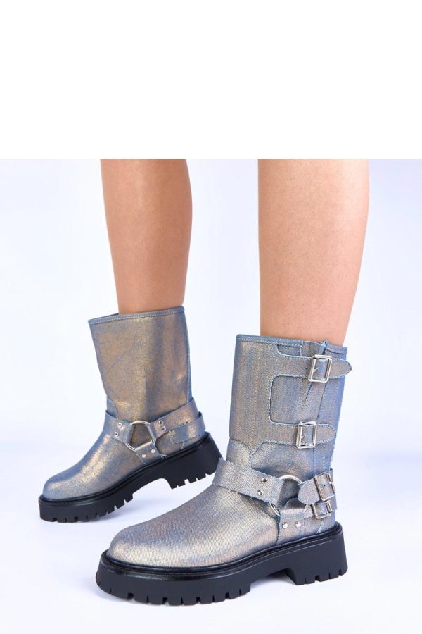 Blue Boots....Fabric, Footbed, Upper Height and Heel Height