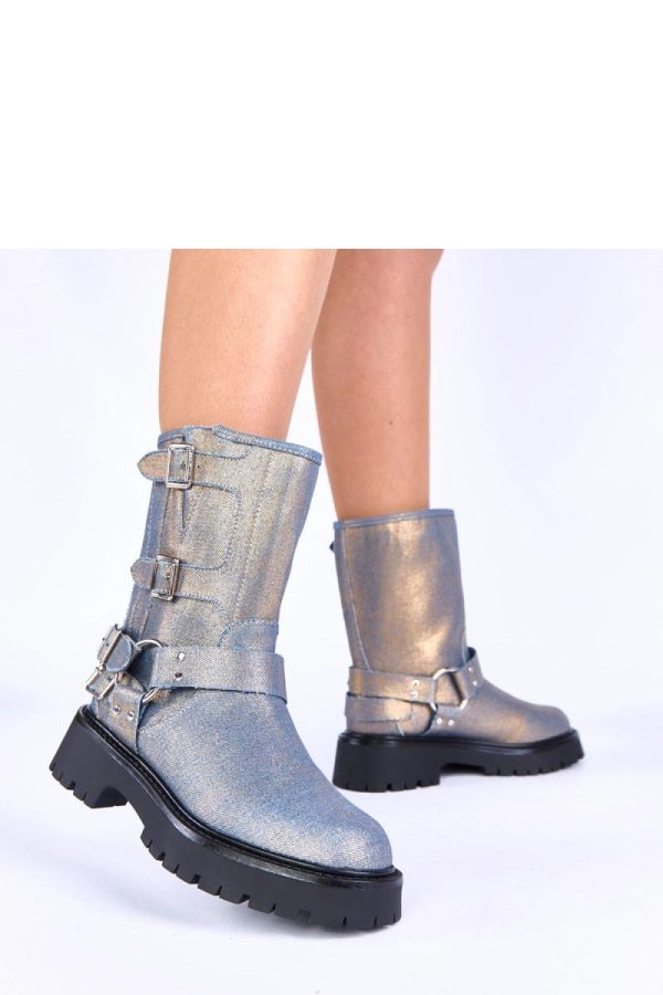 Blue Boots....Fabric, Footbed, Upper Height and Heel Height