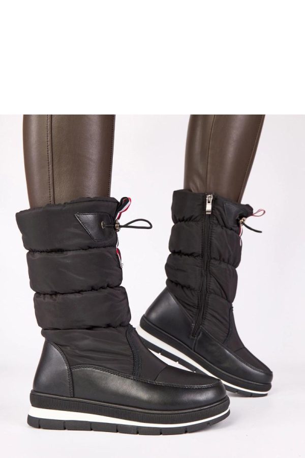 Black Snow Boots...Fabric, Footbed, Upper Height and Heel Height