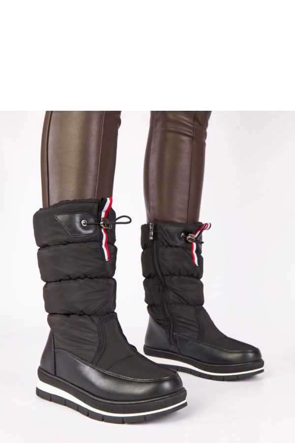 Black Snow Boots...Fabric, Footbed, Upper Height and Heel Height