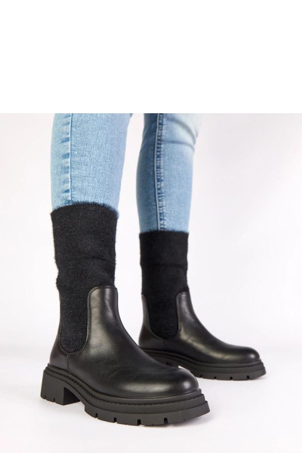 Black Boots in Women`s Ankle Boots & Booties with Fabric, Footbed, Upper Height and Heel Height