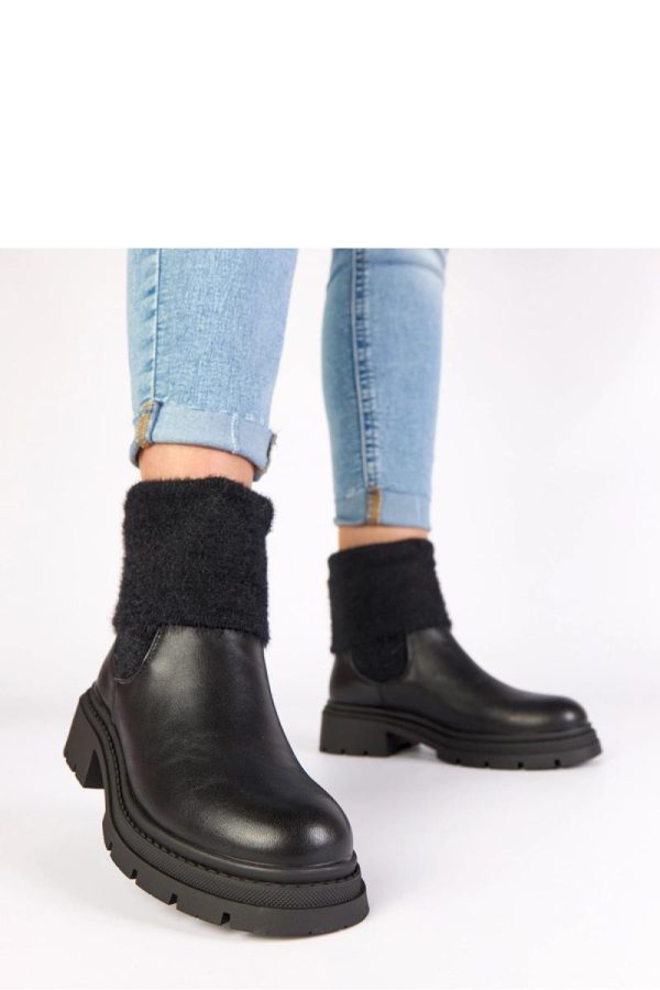 Black Boots in Women`s Ankle Boots & Booties with Fabric, Footbed, Upper Height and Heel Height