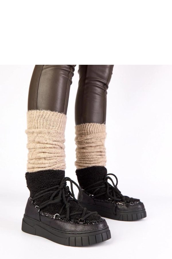 Black Snow Boots in Women`s Ankle Boots & Booties with Fabric, Footbed, Upper Height and Platform Height