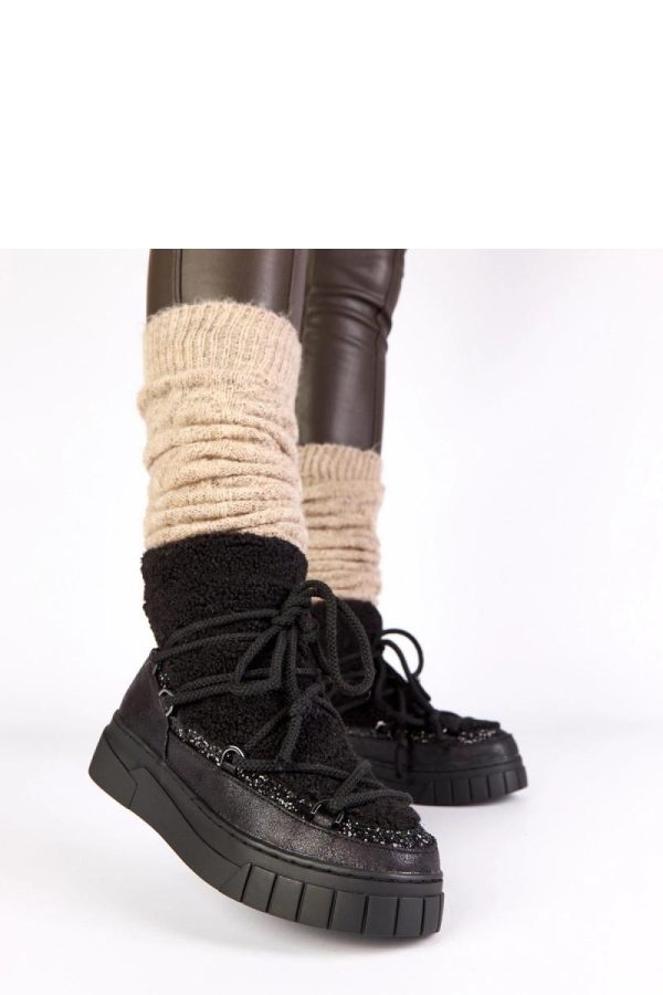 Black Snow Boots in Women`s Ankle Boots & Booties with Fabric, Footbed, Upper Height and Platform Height