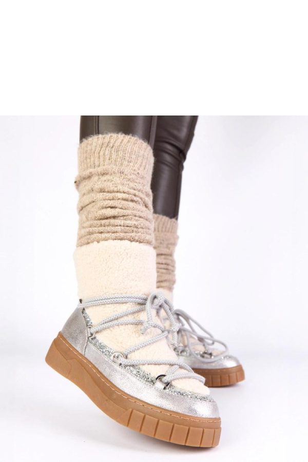 Grey Snow Boots in Women`s Ankle Boots & Booties with Fabric, Footbed, Upper Height and Platform Height