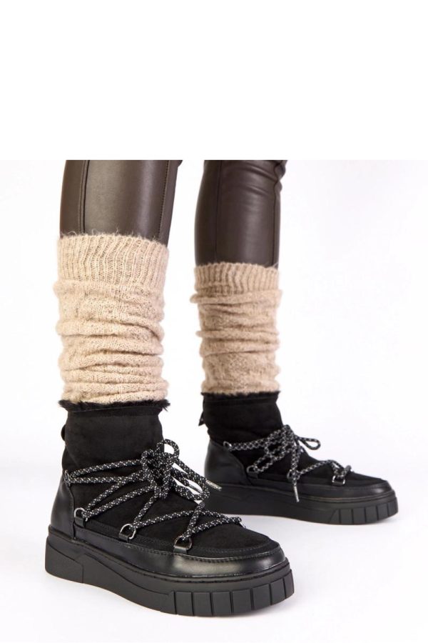 Black Snow Boots in Women`s Ankle Boots & Booties with Fabric, Footbed, Upper Height and Platform Height