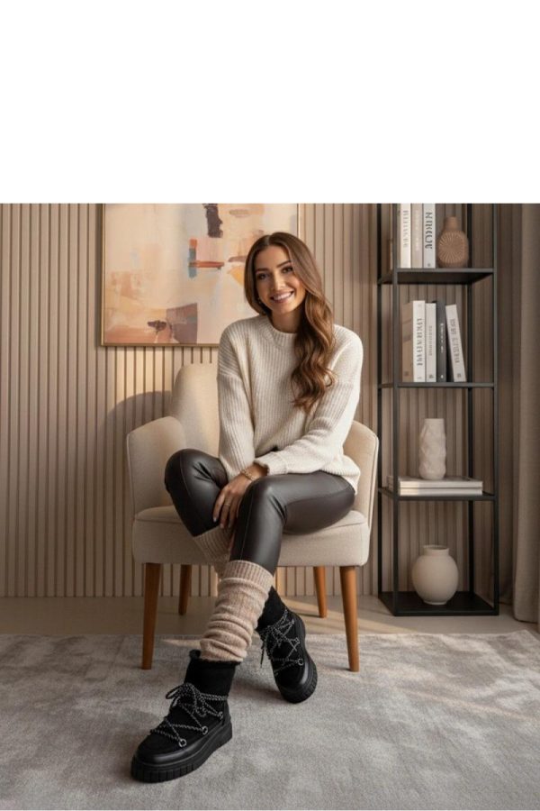 Black Snow Boots in Women`s Ankle Boots & Booties with Fabric, Footbed, Upper Height and Platform Height