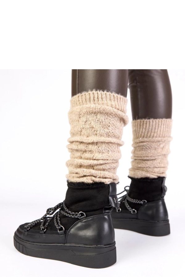 Black Snow Boots in Women`s Ankle Boots & Booties with Fabric, Footbed, Upper Height and Platform Height