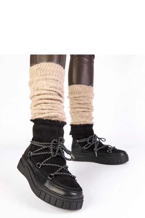 Black Snow Boots in Women`s Ankle Boots & Booties with Fabric, Footbed, Upper Height and Platform Height