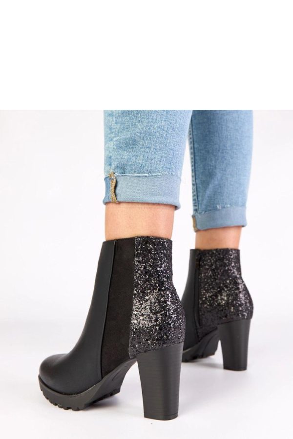 Black Heel Boots in Women`s Ankle Boots & Booties with Fabric, Footbed, Upper Height and Heel Height