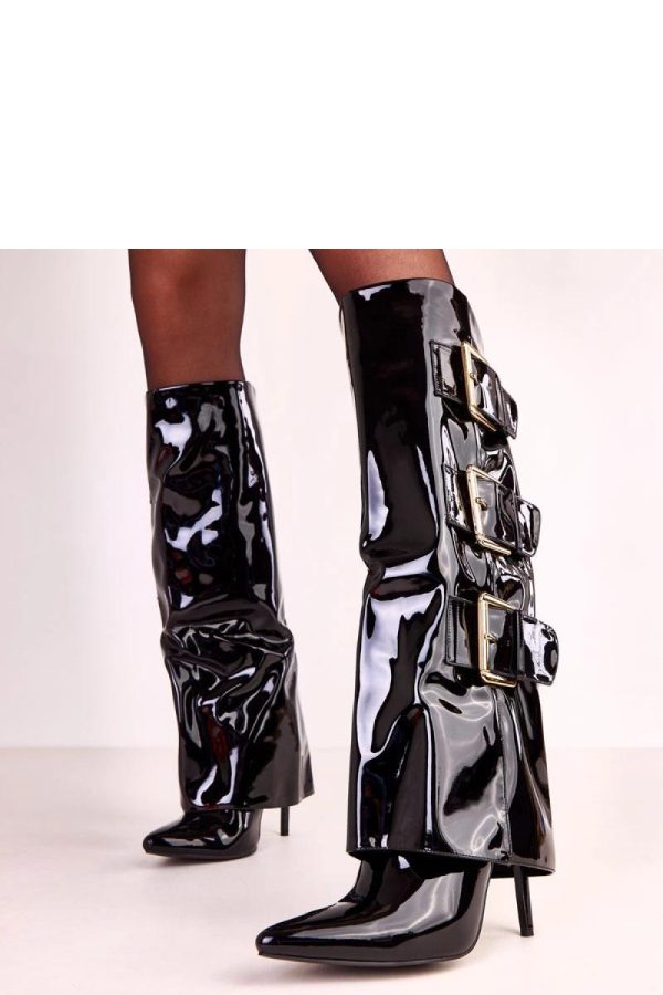 Black Heel Boots in Over The Knee High Boots, Thigh High Boots with Fabric, Footbed, Upper Height and Heel Height
