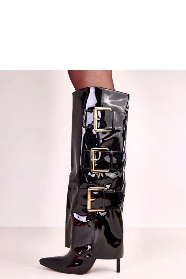 Black Heel Boots in Over The Knee High Boots, Thigh High Boots with Fabric, Footbed, Upper Height and Heel Height