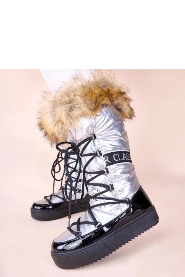 Grey Snow Boots in Women`s Ankle Boots & Booties with Fabric, Warmers, Footbed, Upper Height and Platform Height