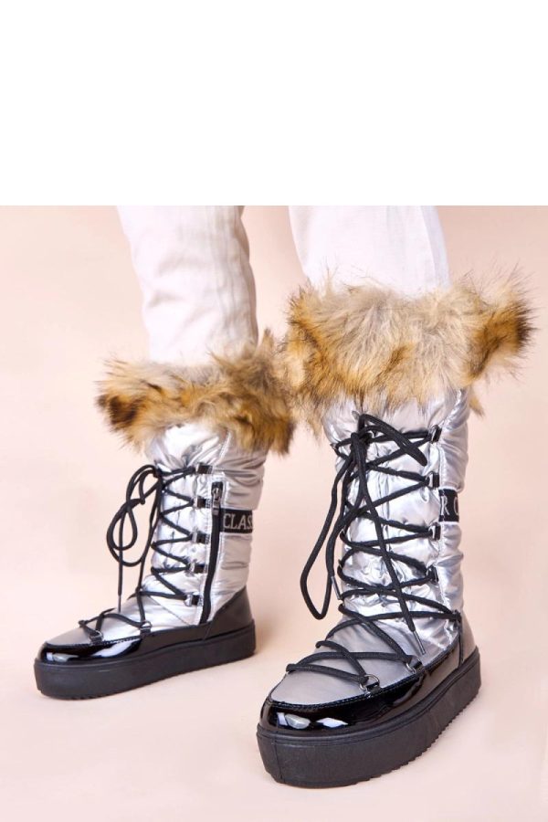 Grey Snow Boots in Women`s Ankle Boots & Booties with Fabric, Warmers, Footbed, Upper Height and Platform Height